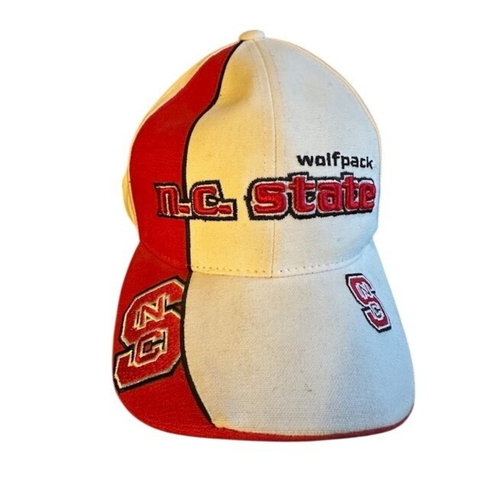 NC State Wolfpack NCAA Baseball Cap Red White‎ Embroidered Hat One Size RN 63388